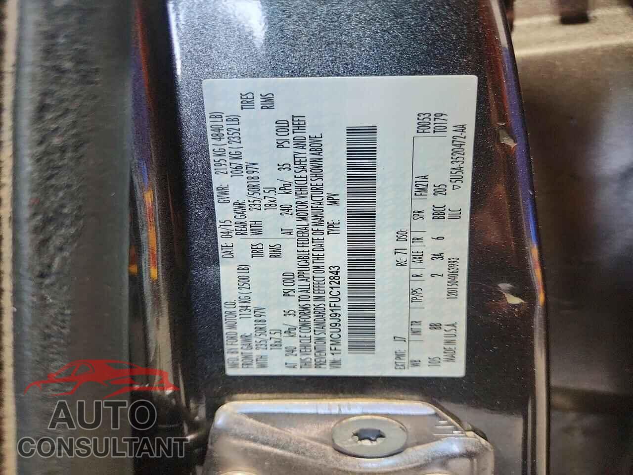 FORD ESCAPE 2015 - 1FMCU9J91FUC12843