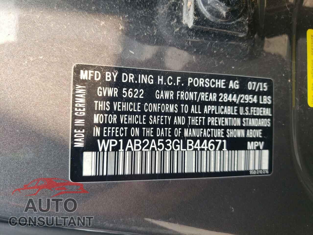 PORSCHE MACAN 2016 - WP1AB2A53GLB44671