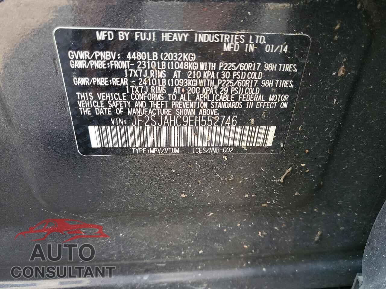 SUBARU FORESTER 2014 - JF2SJAHC9EH552746