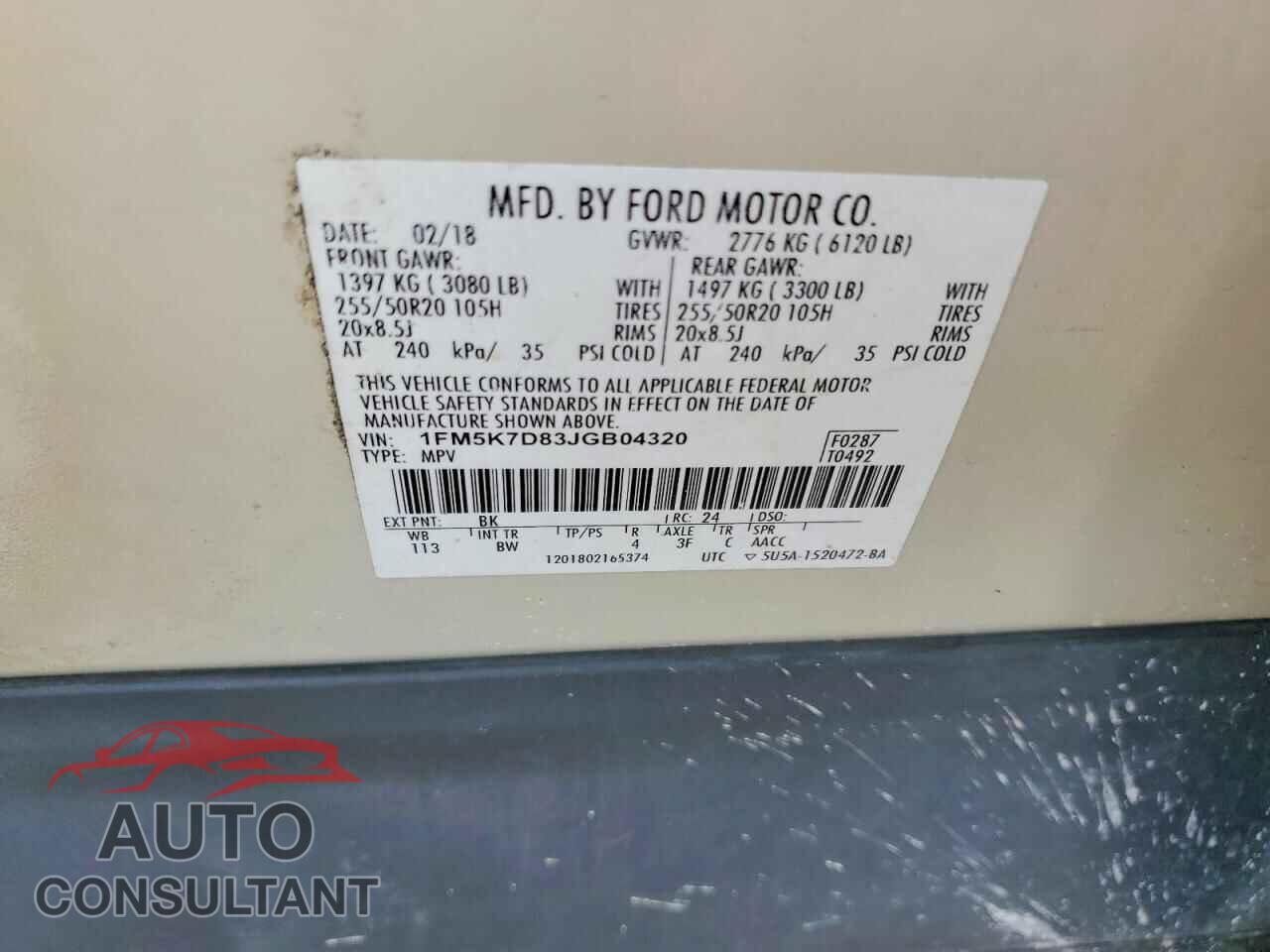 FORD EXPLORER 2018 - 1FM5K7D83JGB04320