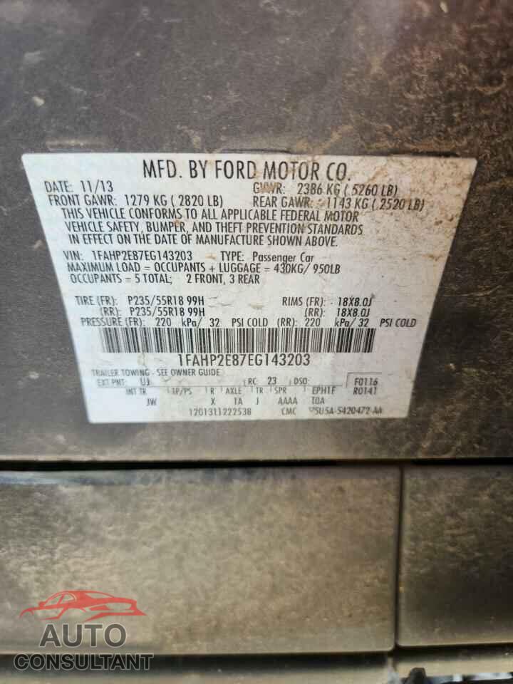 FORD TAURUS 2014 - 1FAHP2E87EG143203