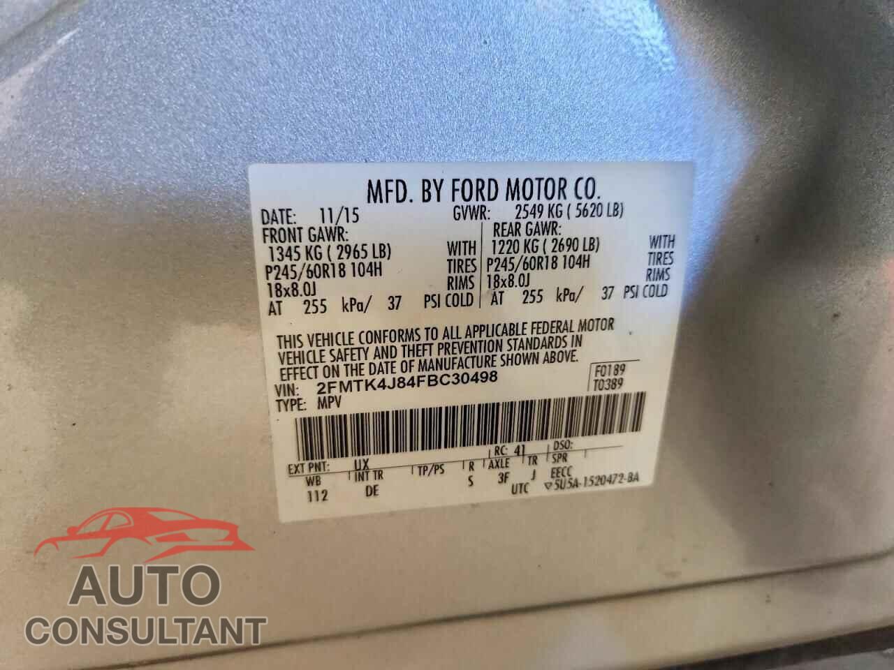 FORD EDGE 2015 - 2FMTK4J84FBC30498