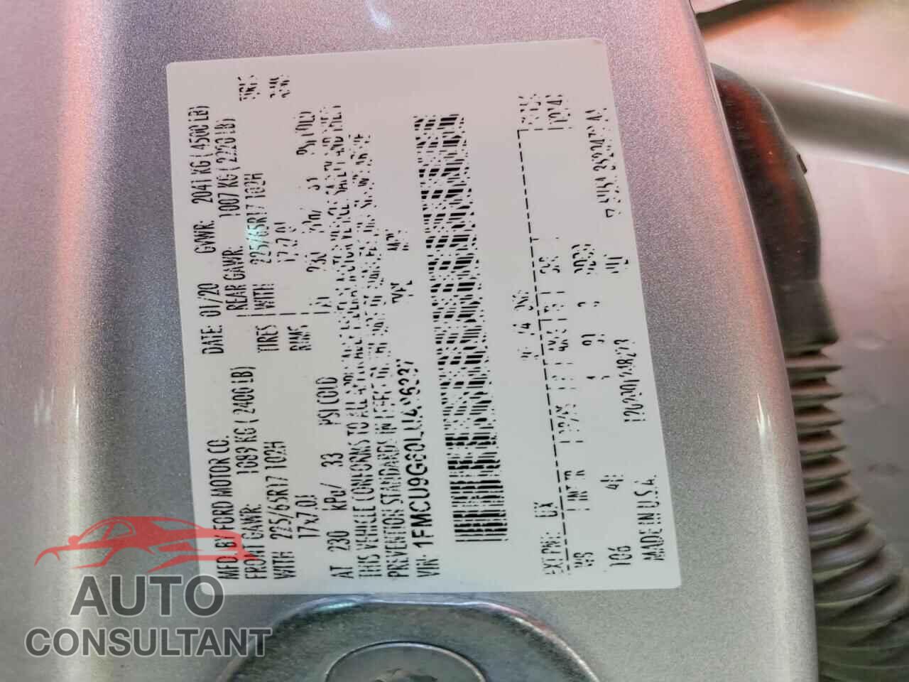 FORD ESCAPE 2020 - 1FMCU9G60LUA86337