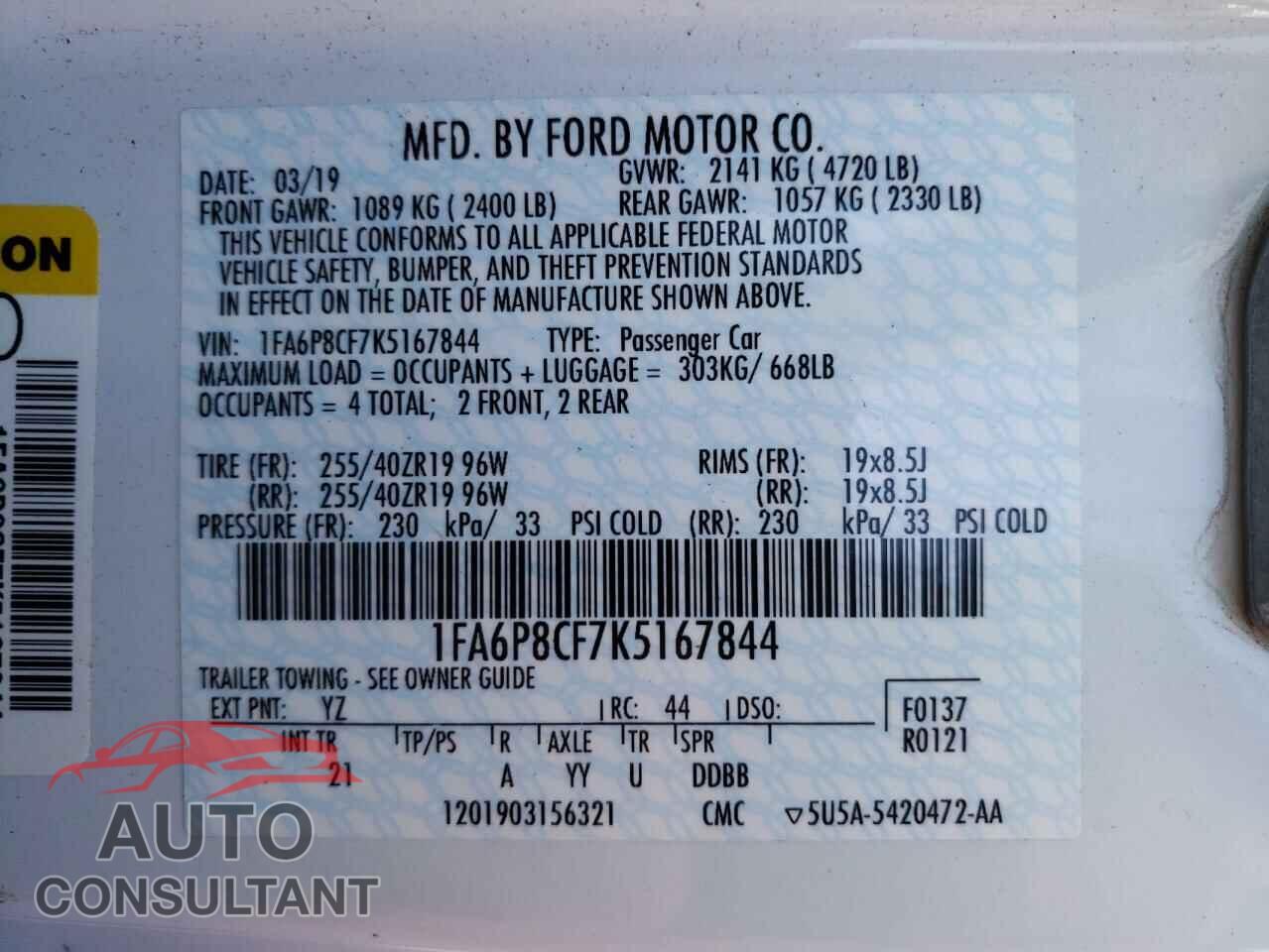 FORD MUSTANG 2019 - 1FA6P8CF7K5167844