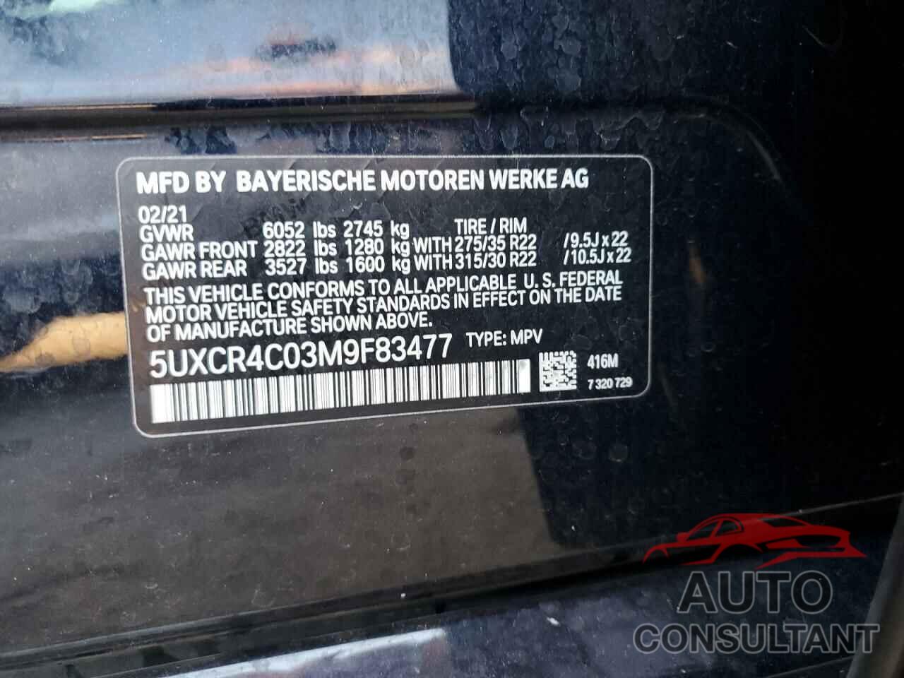 BMW X5 2021 - 5UXCR4C03M9F83477