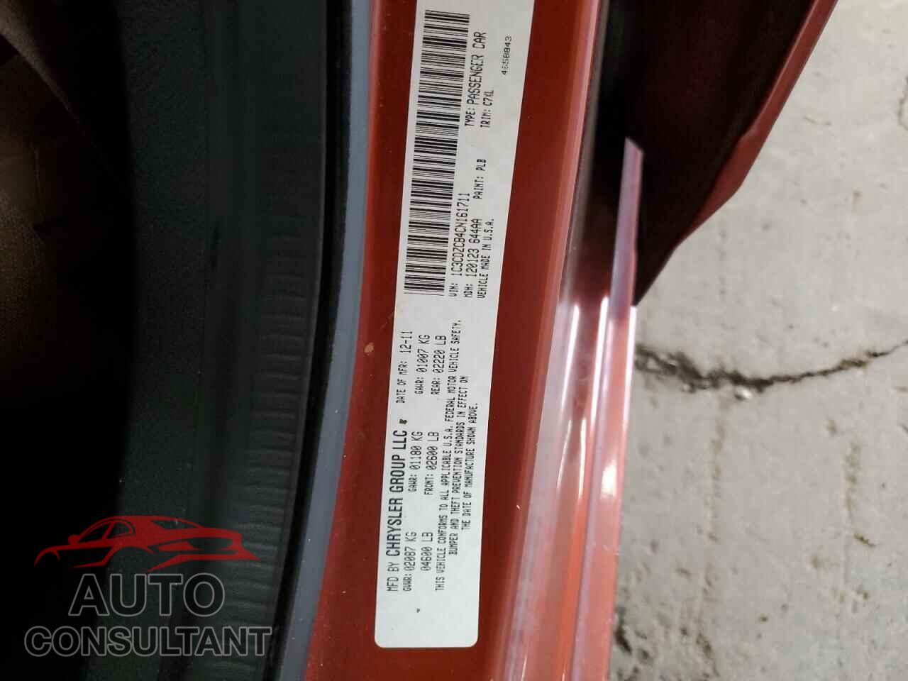 DODGE AVENGER 2012 - 1C3CDZCB4CN161711