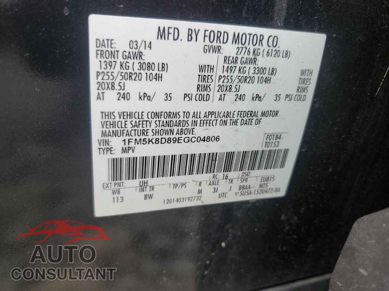 FORD EXPLORER 2014 - 1FM5K8D89EGC04806