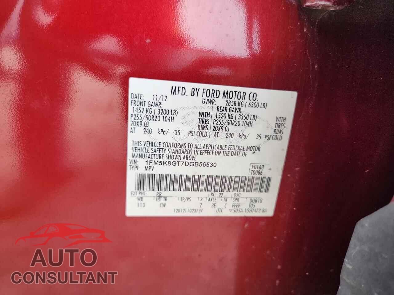 FORD EXPLORER 2013 - 1FM5K8GT7DGB56530
