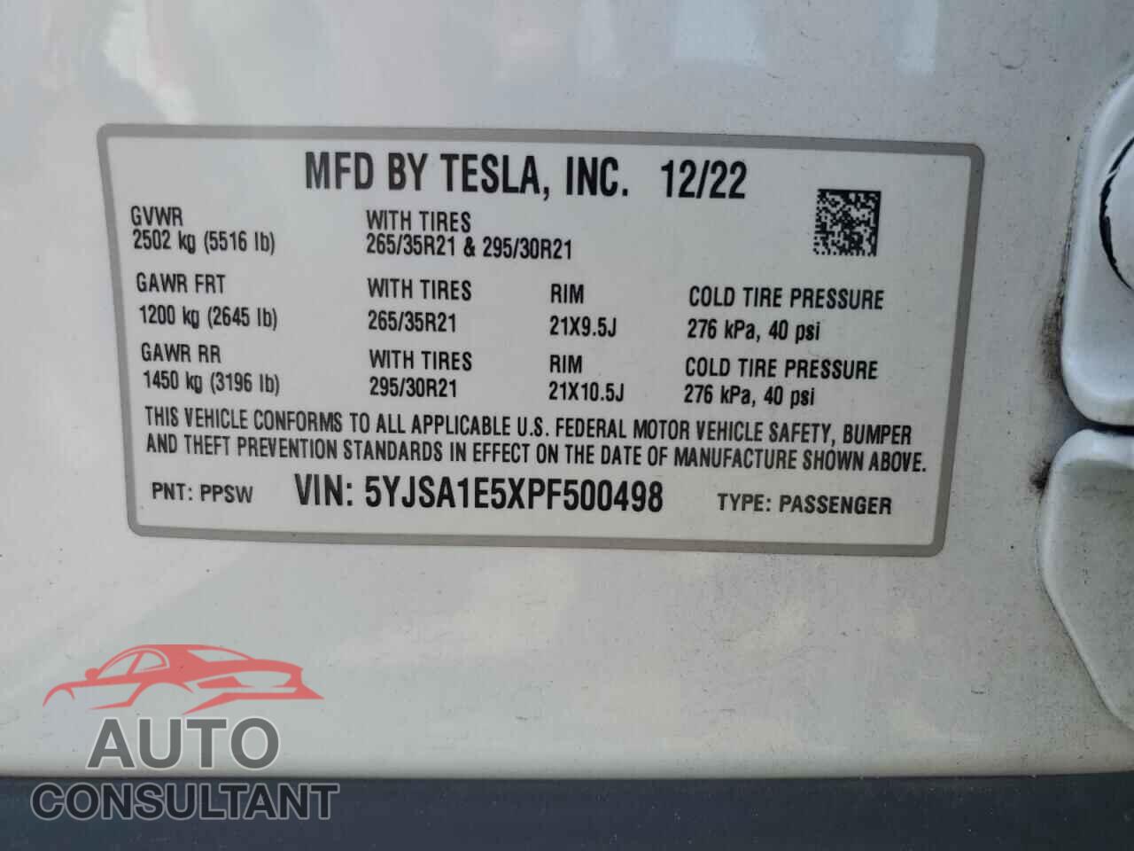 TESLA MODEL S 2023 - 5YJSA1E5XPF500498
