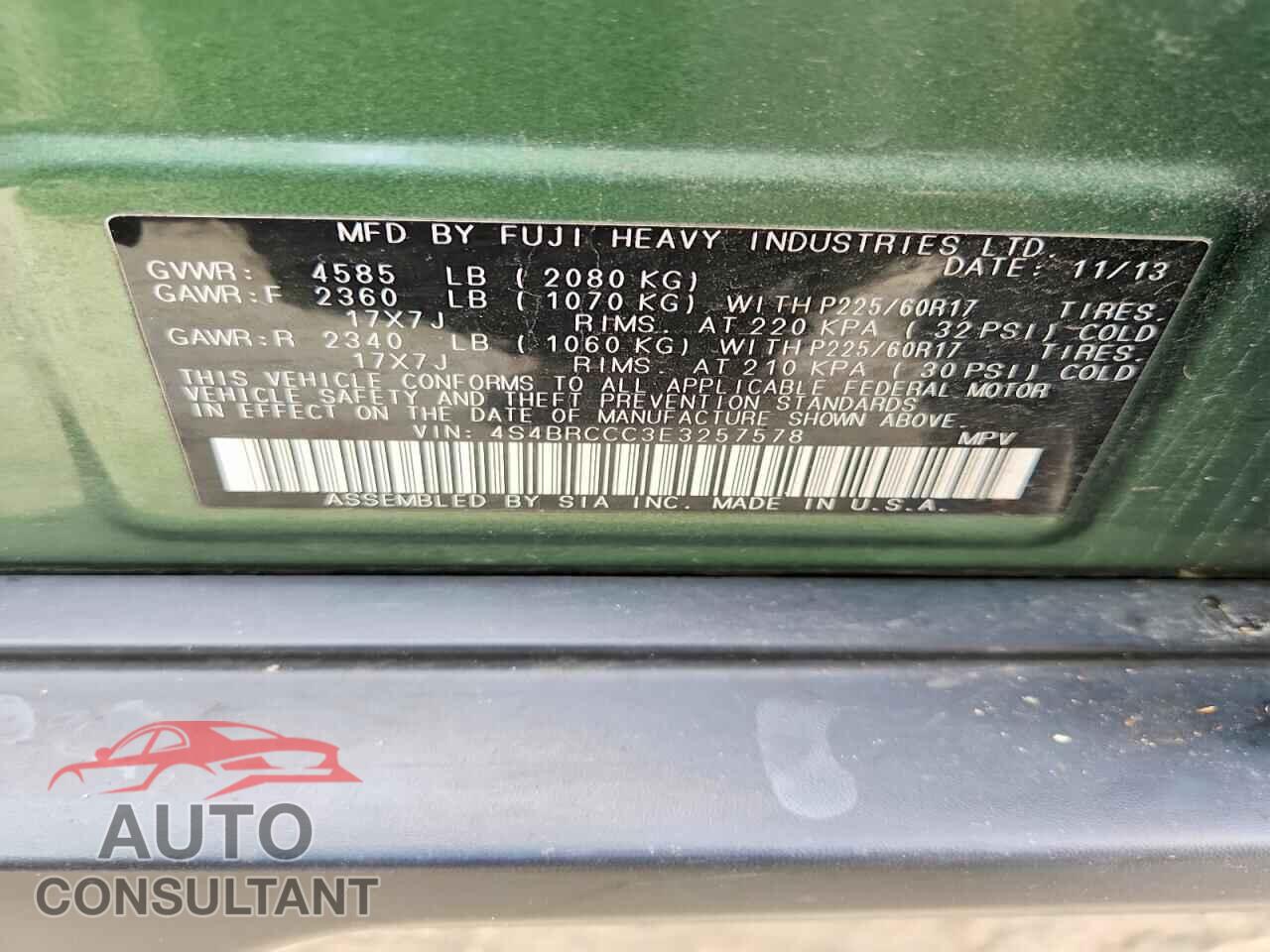 SUBARU OUTBACK 2014 - 4S4BRCCC3E3257578
