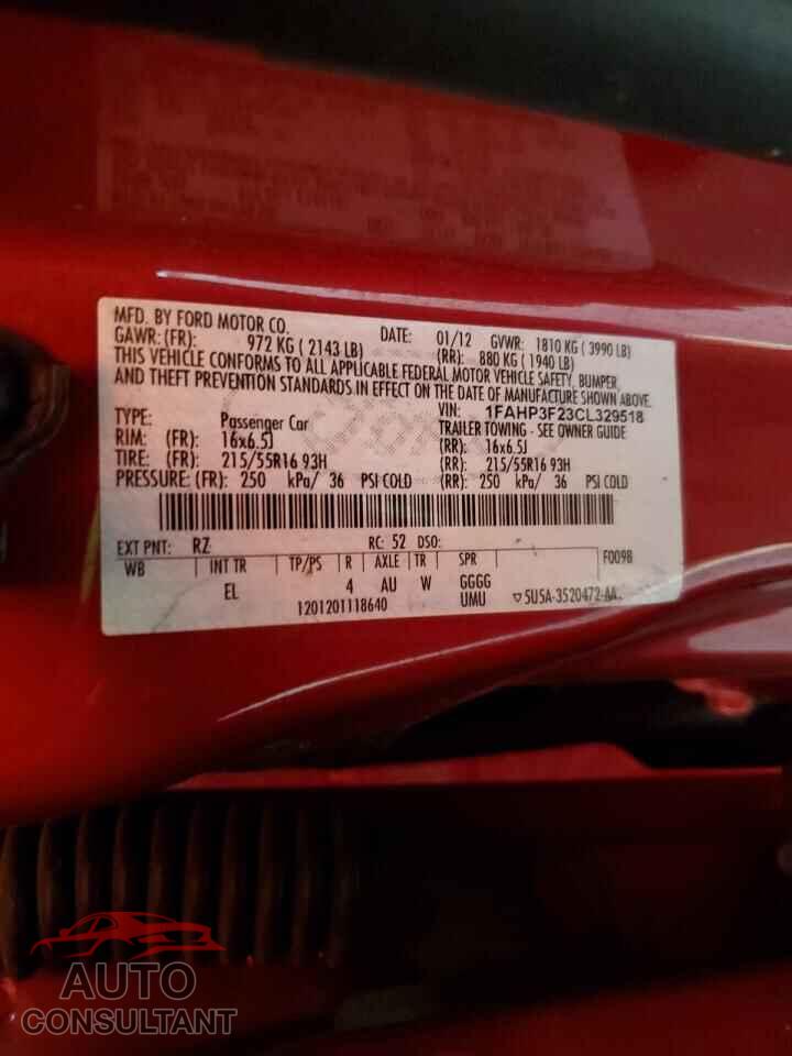 FORD FOCUS 2012 - 1FAHP3F23CL329518