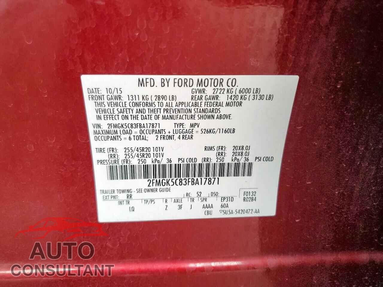 FORD FLEX 2015 - 2FMGK5C83FBA17871