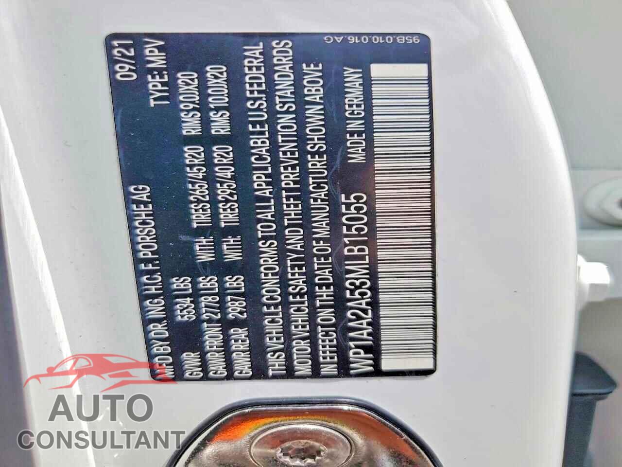 PORSCHE MACAN 2021 - WP1AA2A53MLB15055