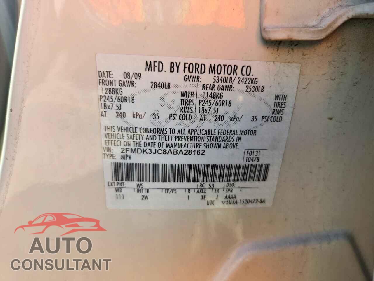 FORD EDGE 2010 - 2FMDK3JC8ABA28162
