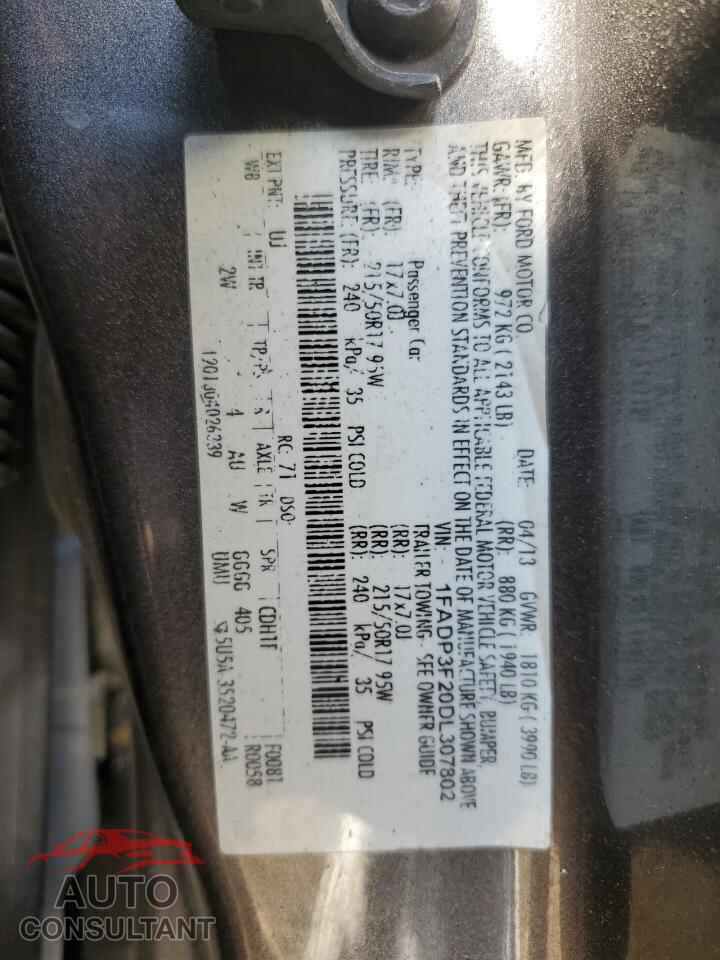 FORD FOCUS 2013 - 1FADP3F20DL307802