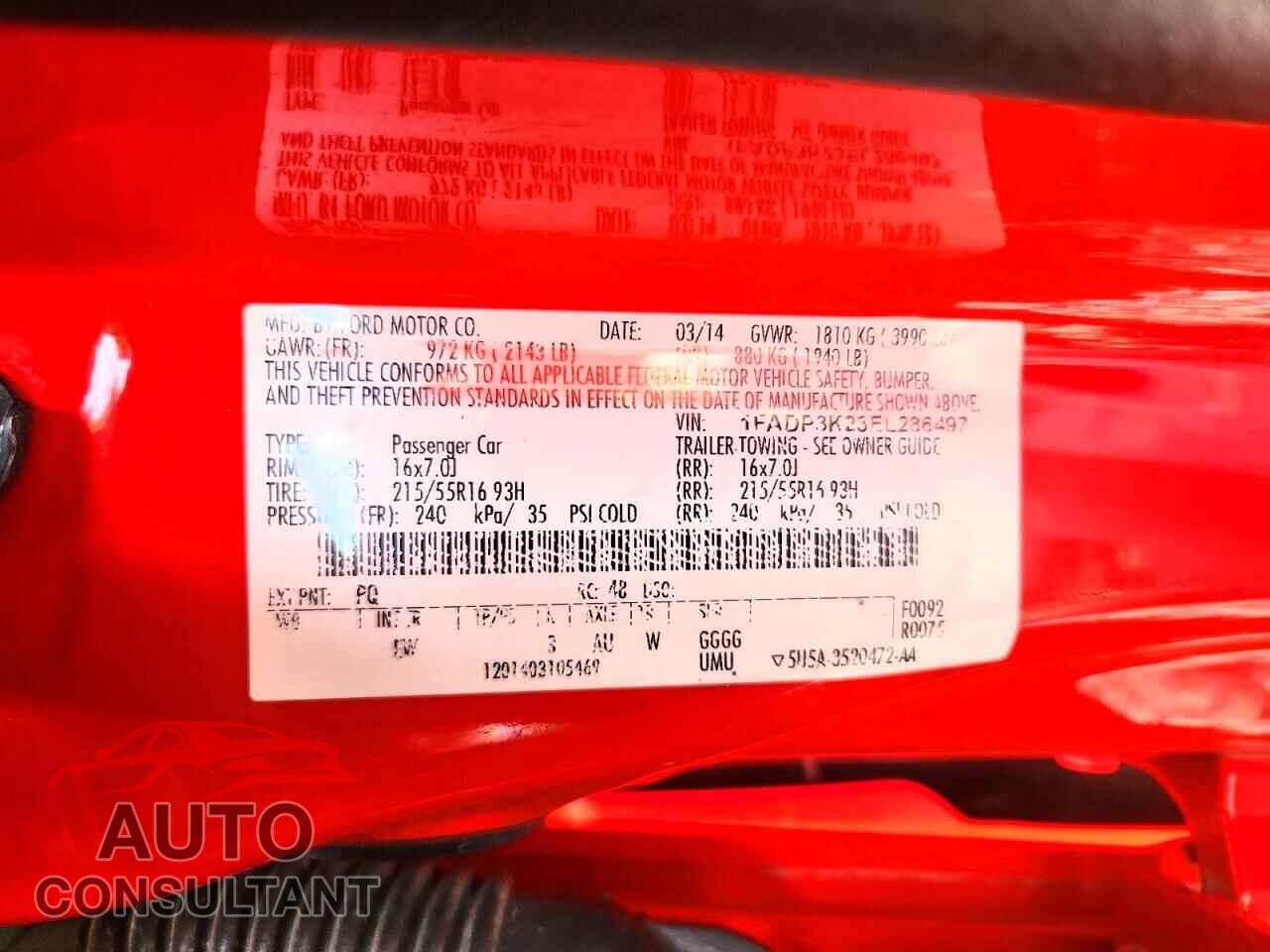 FORD FOCUS 2014 - 1FADP3K23EL286497