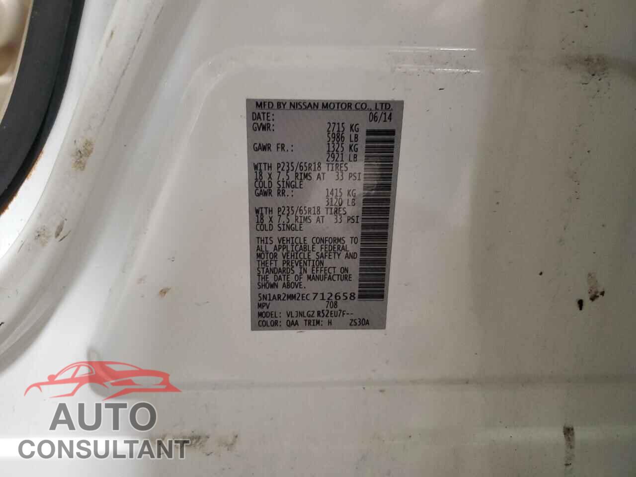 NISSAN PATHFINDER 2014 - 5N1AR2MM2EC712658