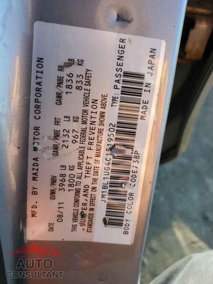 MAZDA 3 2012 - JM1BL1UG4C1519502