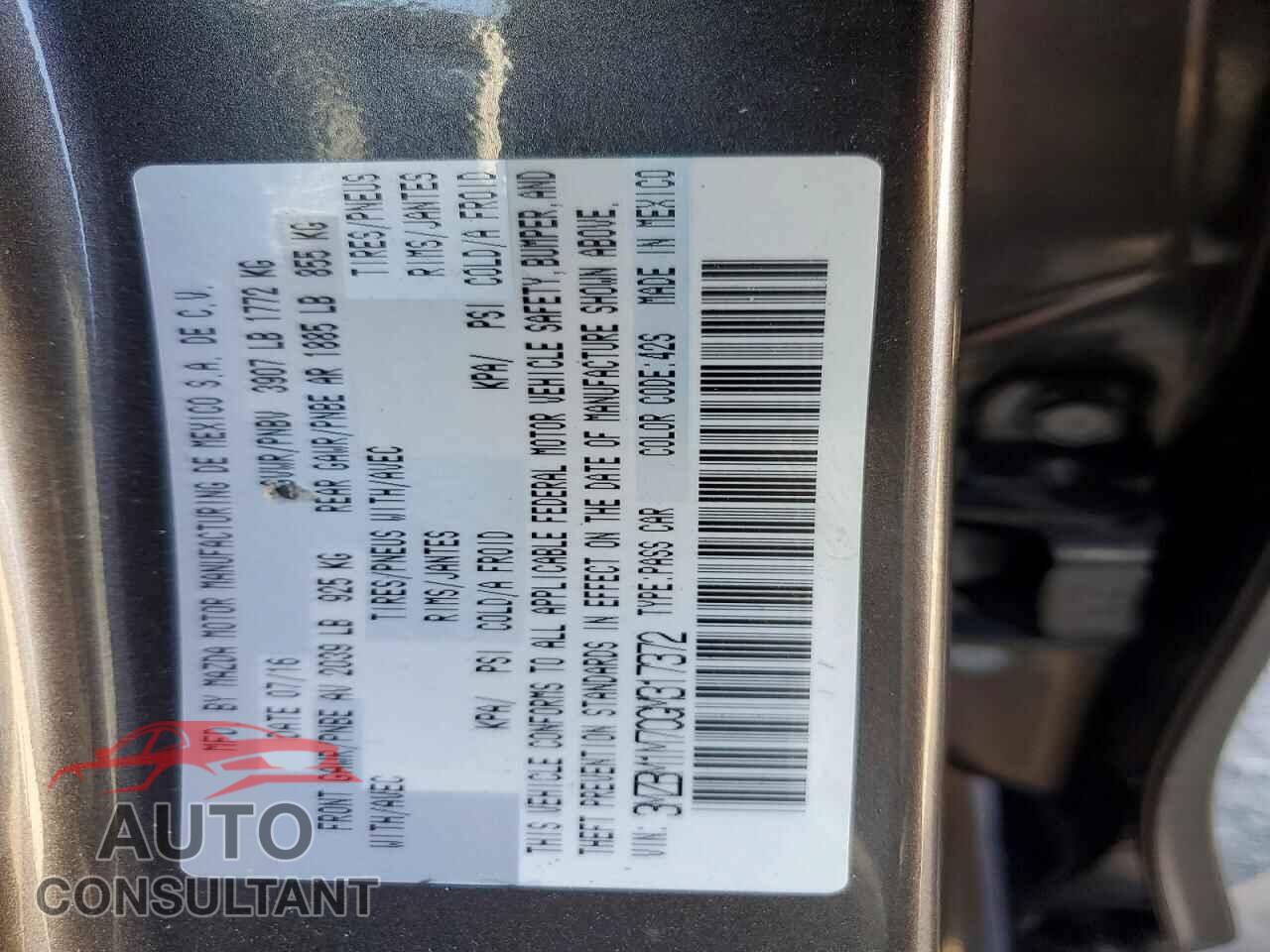 MAZDA 3 2016 - 3MZBM1M70GM317372