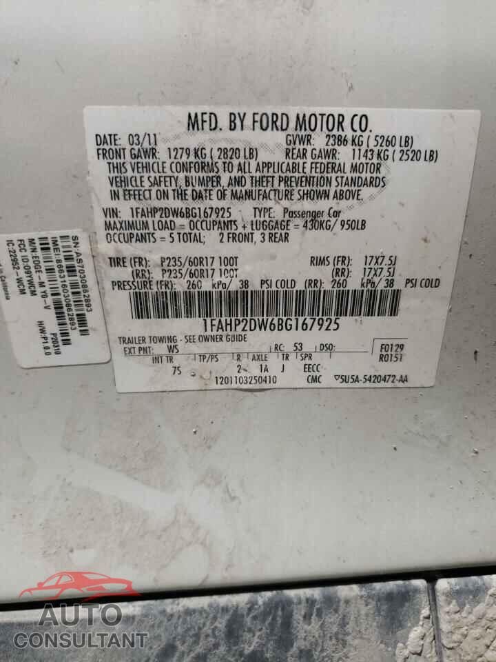 FORD TAURUS 2011 - 1FAHP2DW6BG167925