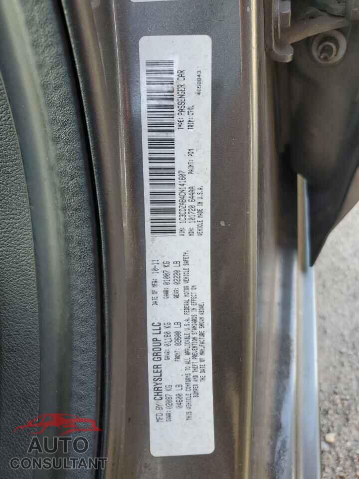 DODGE AVENGER 2012 - 1C3CDZAB4CN141607