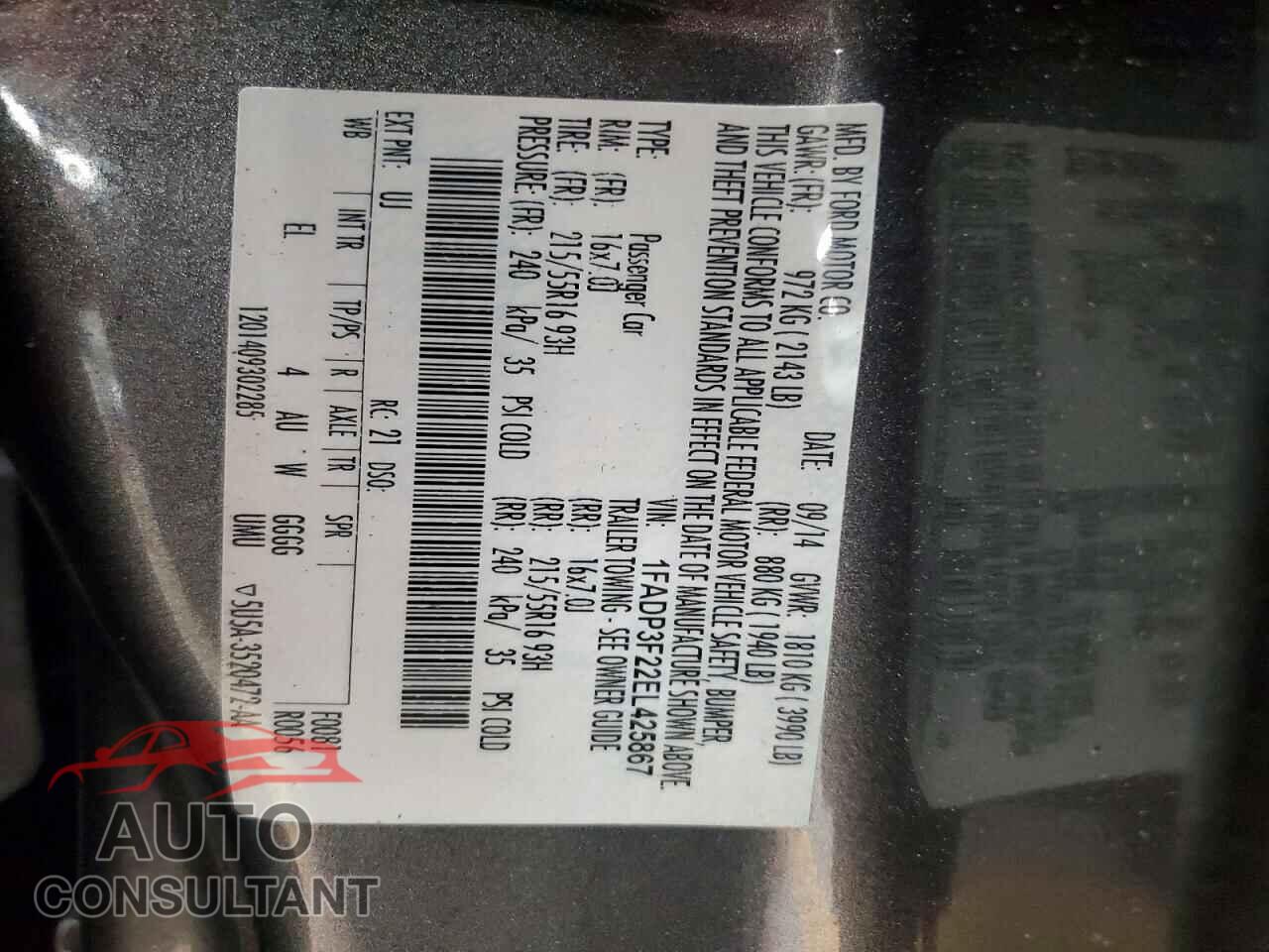 FORD FOCUS 2014 - 1FADP3F22EL425867