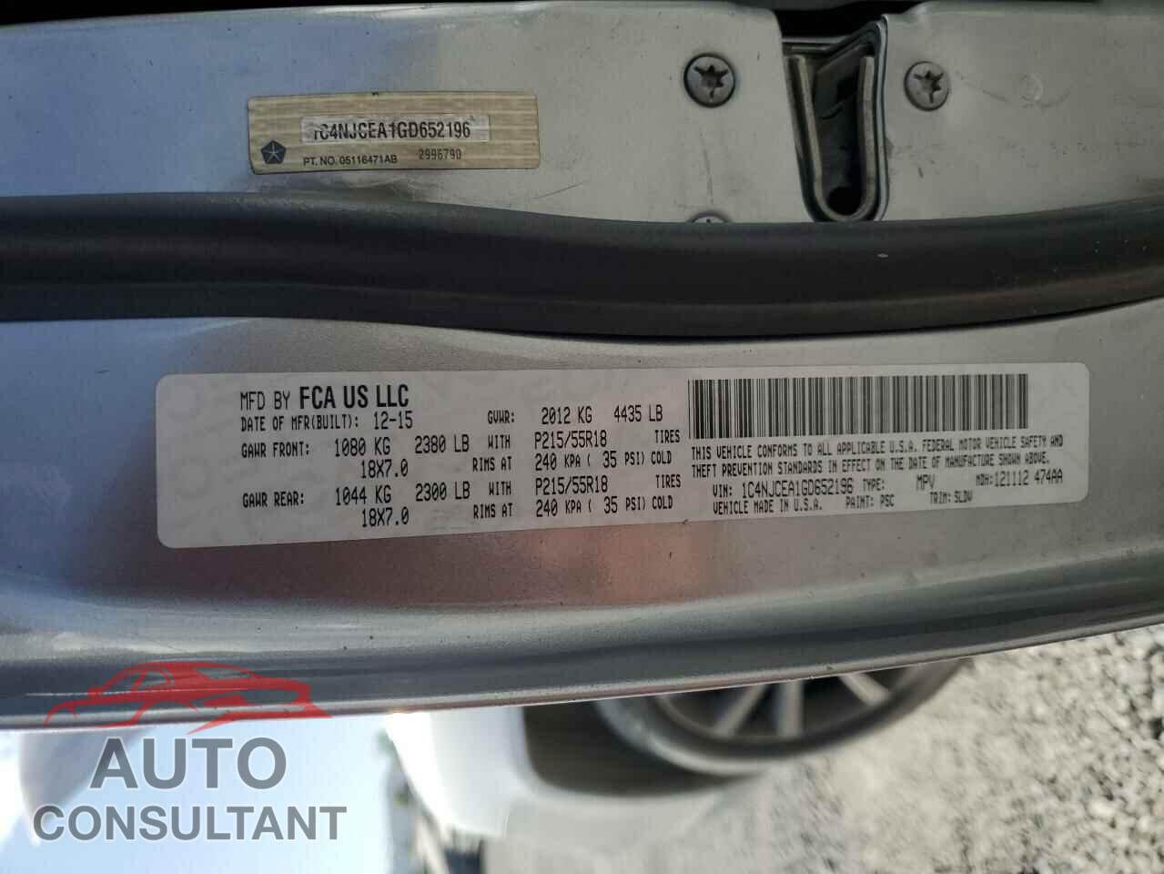 JEEP COMPASS 2016 - 1C4NJCEA1GD652196