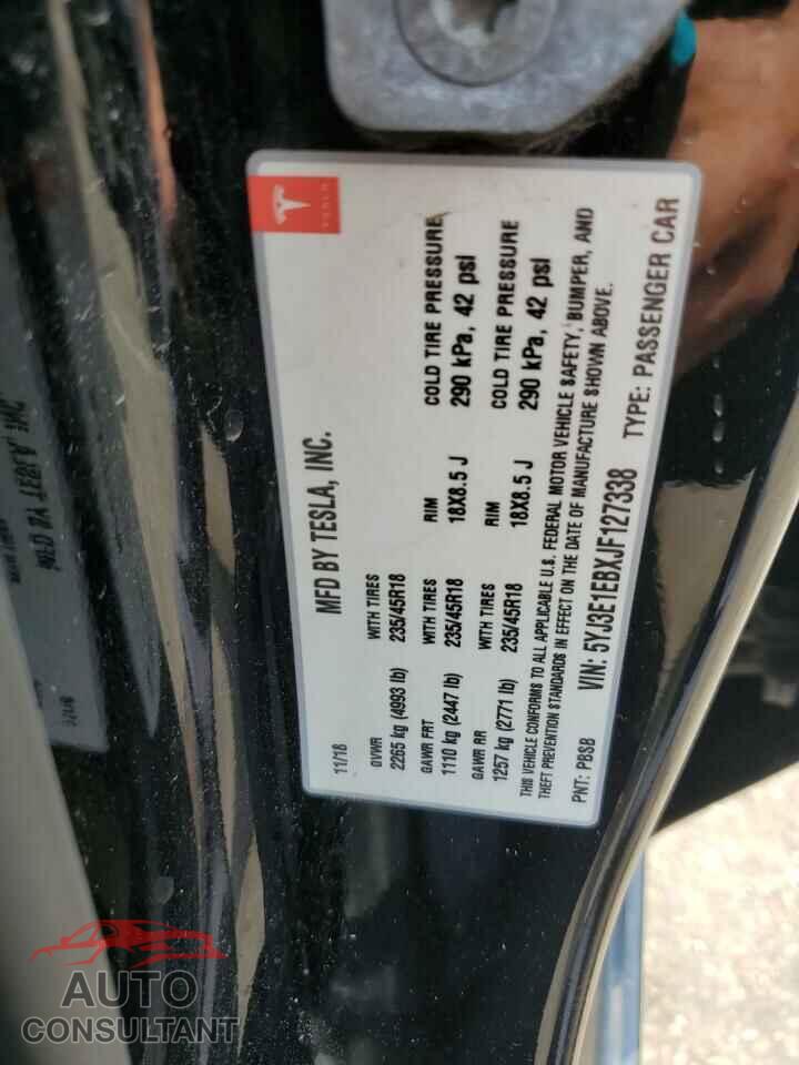 TESLA MODEL 3 2018 - 5YJ3E1EBXJF127338