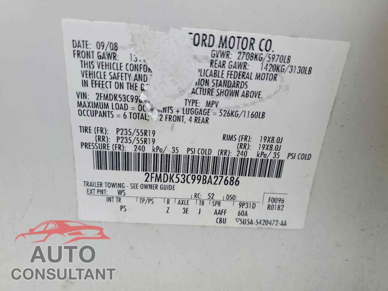 FORD FLEX 2009 - 2FMDK53C99BA27686