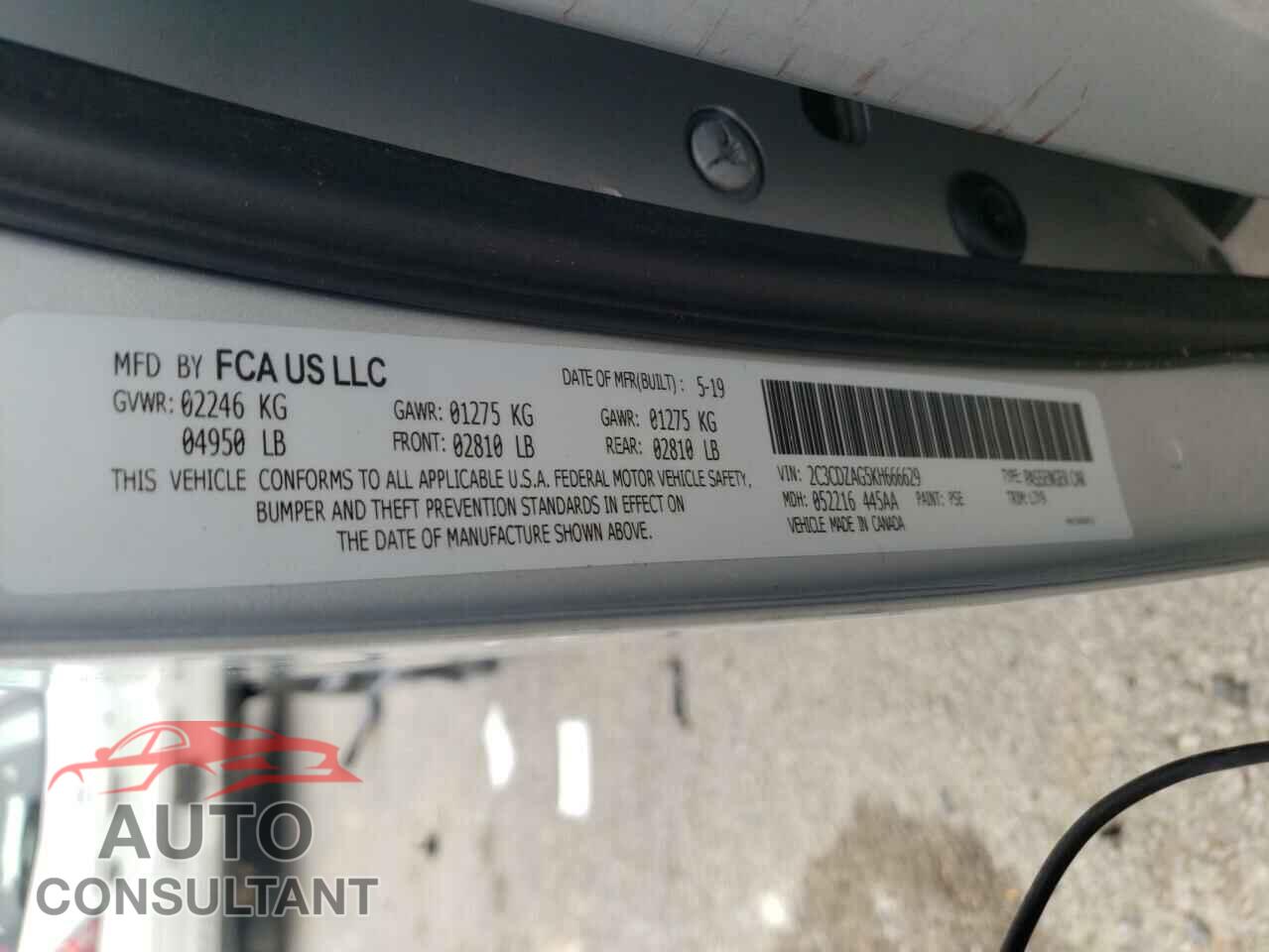 DODGE CHALLENGER 2019 - 2C3CDZAG5KH666629