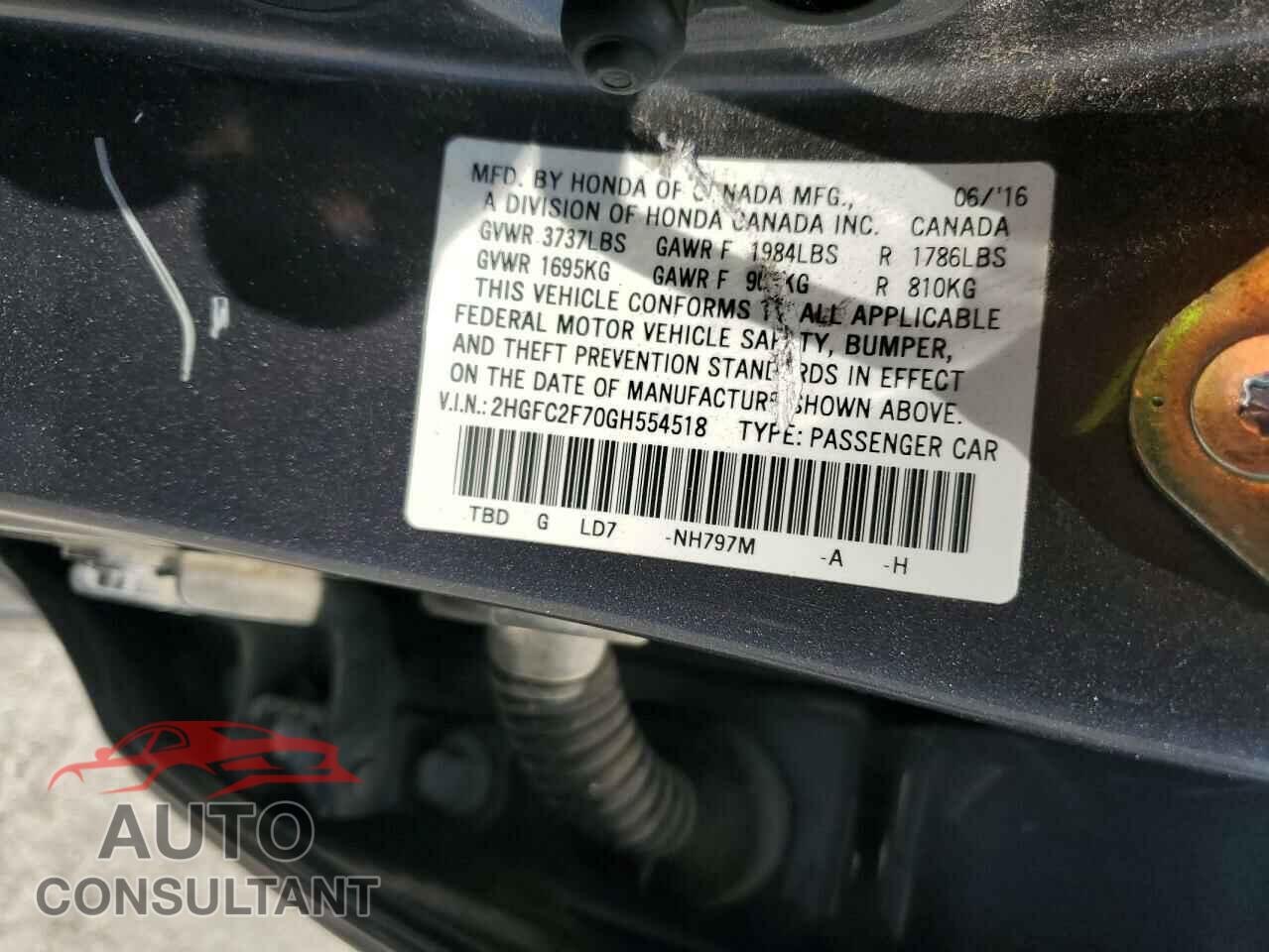 HONDA CIVIC 2016 - 2HGFC2F70GH554518