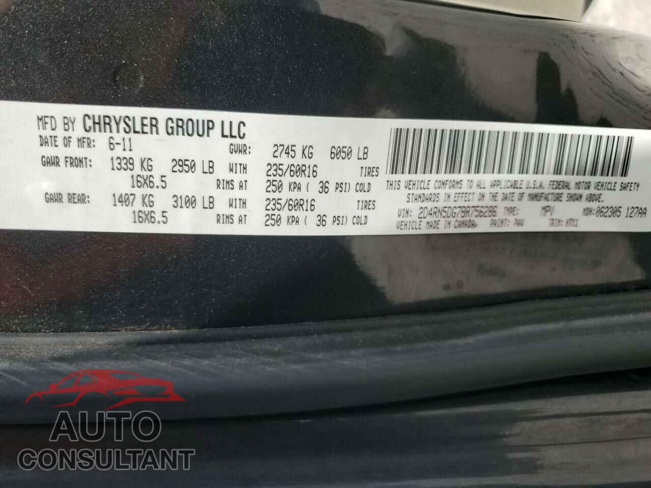 DODGE CARAVAN 2011 - 2D4RN5DG7BR756286