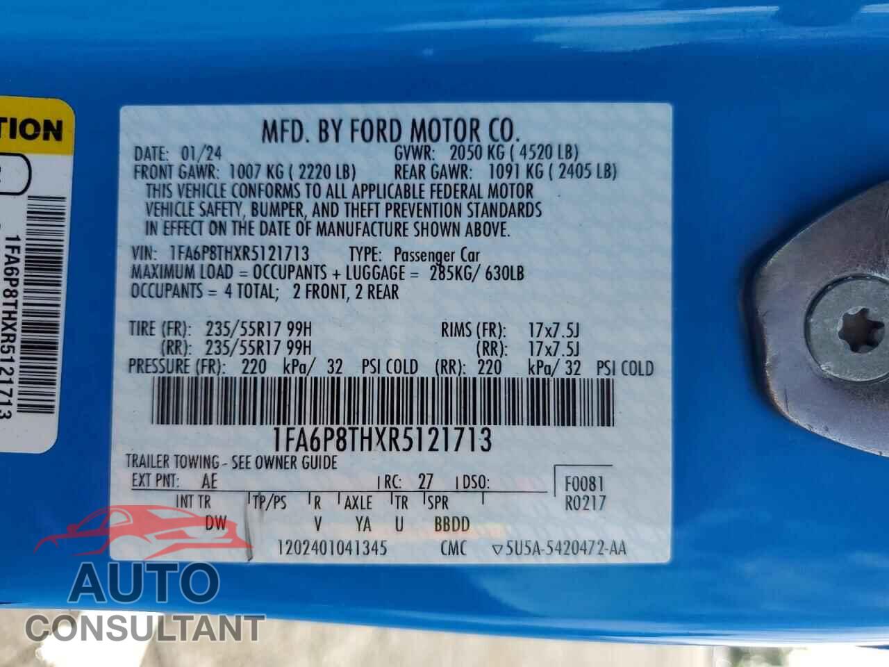 FORD MUSTANG 2024 - 1FA6P8THXR5121713