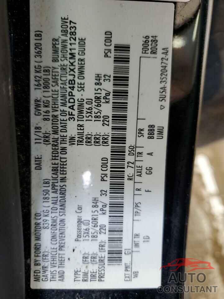 FORD FIESTA 2019 - 3FADP4BJXKM112837