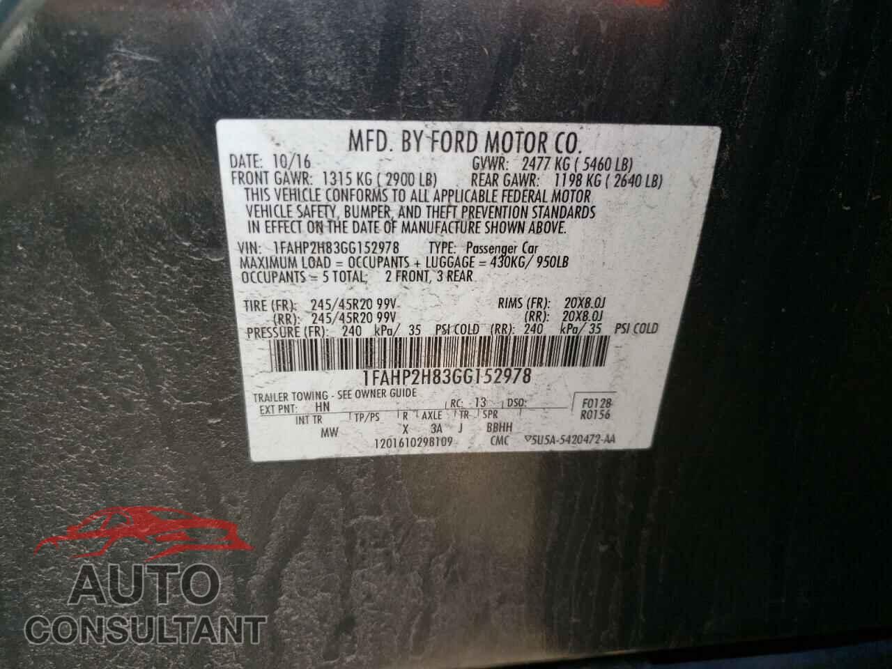 FORD TAURUS 2016 - 1FAHP2H83GG152978