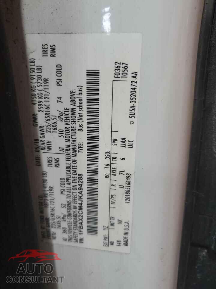 FORD TRANSIT 2018 - 1FBAX2CM4JKA94288