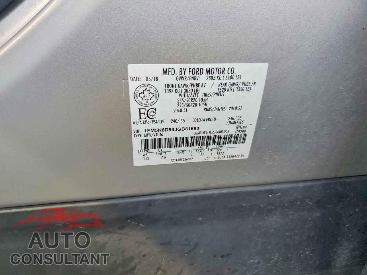 FORD EXPLORER 2018 - 1FM5K8D89JGB81683