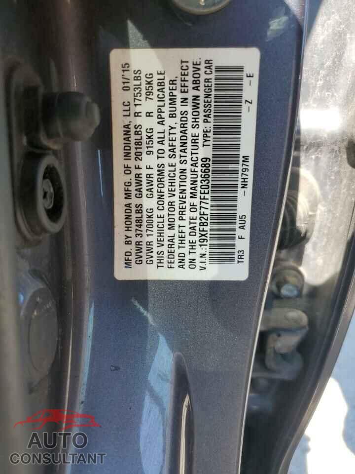 HONDA CIVIC 2015 - 19XFB2F77FE036689