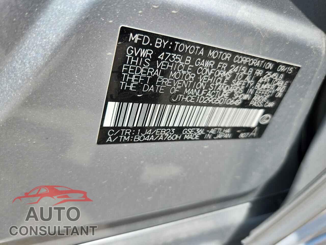 LEXUS IS 2016 - JTHCE1D29G5010649