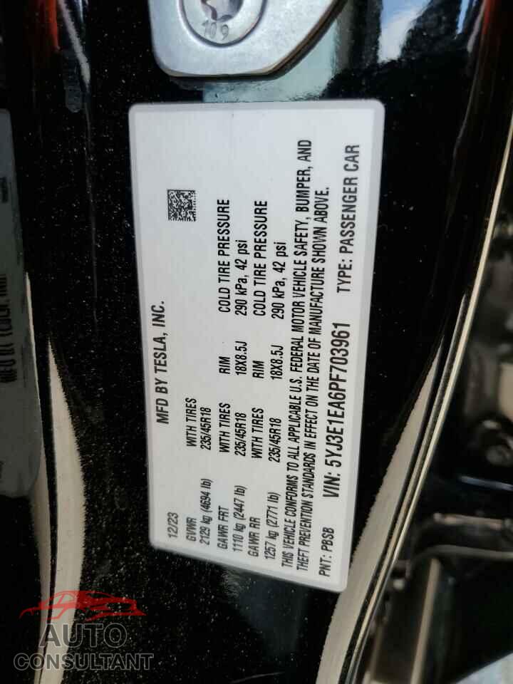TESLA MODEL 3 2023 - 5YJ3E1EA6PF703961