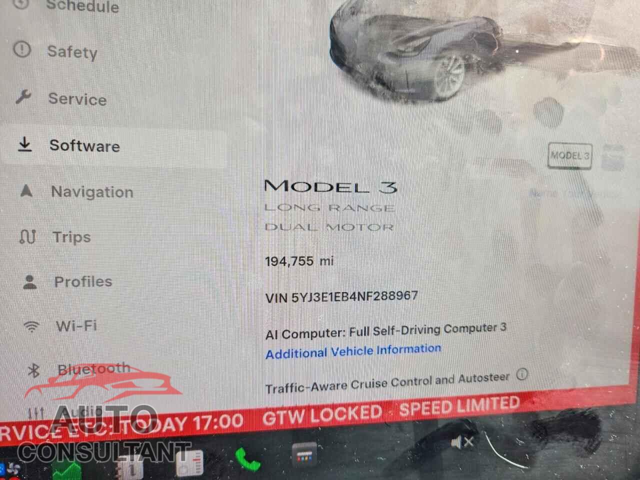 TESLA MODEL 3 2022 - 5YJ3E1EB4NF288967