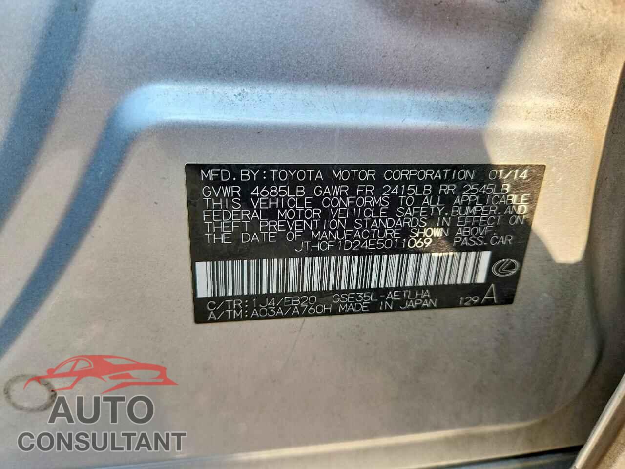 LEXUS IS 2014 - JTHCF1D24E5011069
