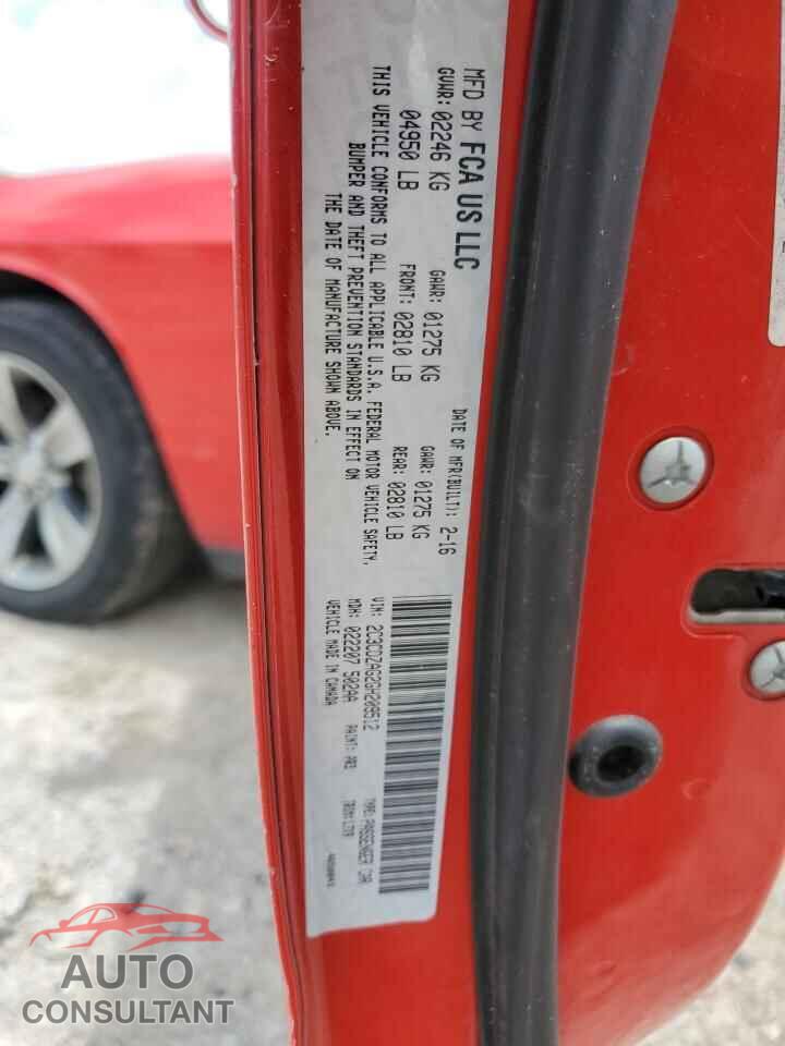 DODGE CHALLENGER 2016 - 2C3CDZAG2GH209512