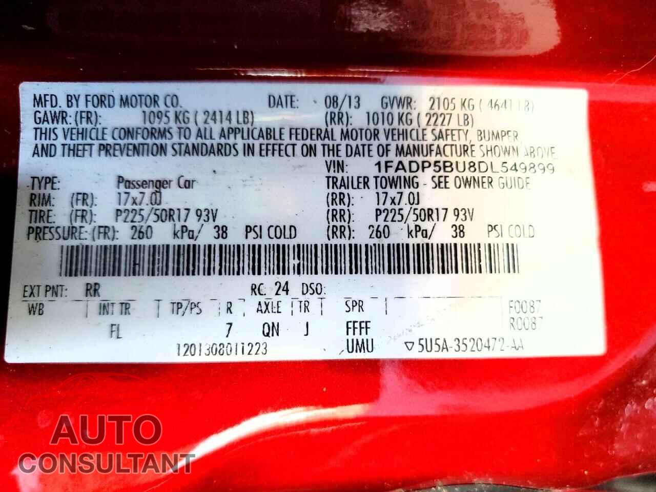 FORD CMAX 2013 - 1FADP5BU8DL549899
