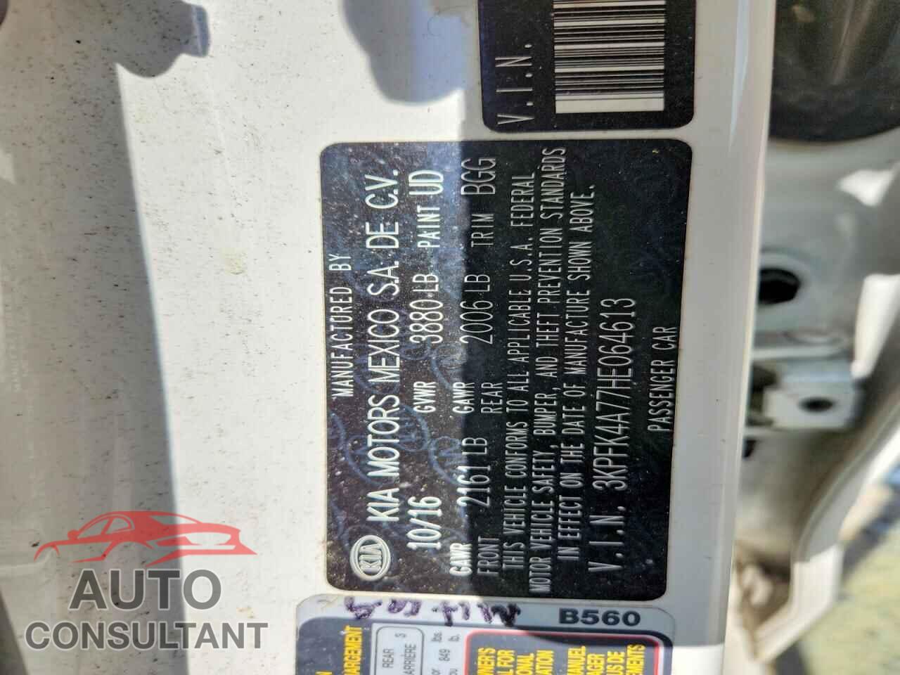 KIA FORTE 2017 - 3KPFK4A77HE064613