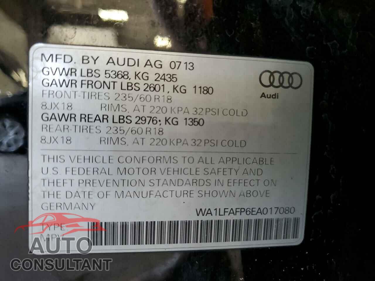 AUDI Q5 2014 - WA1LFAFP6EA017080