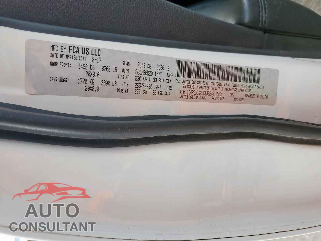 DODGE DURANGO 2018 - 1C4RDJDG2JC133240