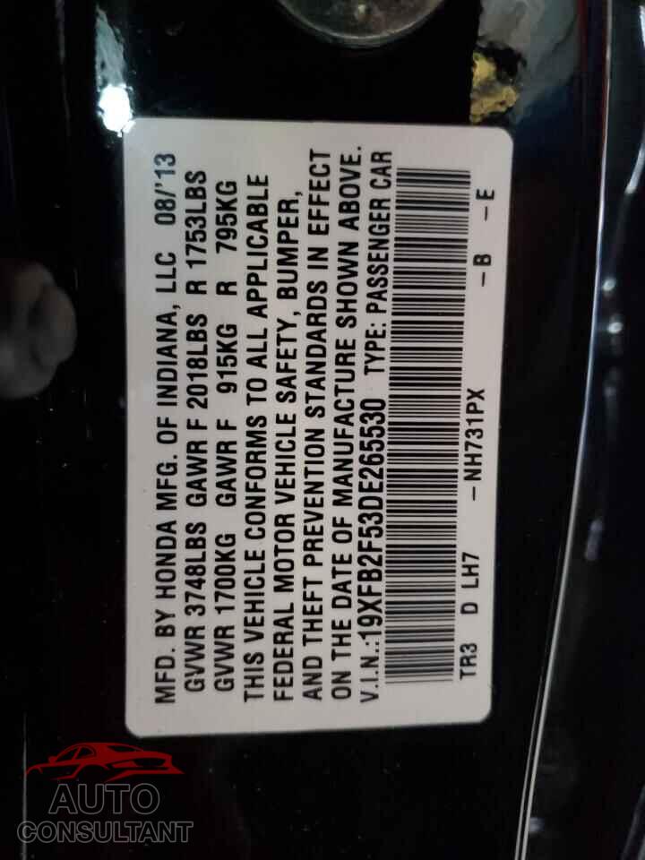HONDA CIVIC 2013 - 19XFB2F53DE265530