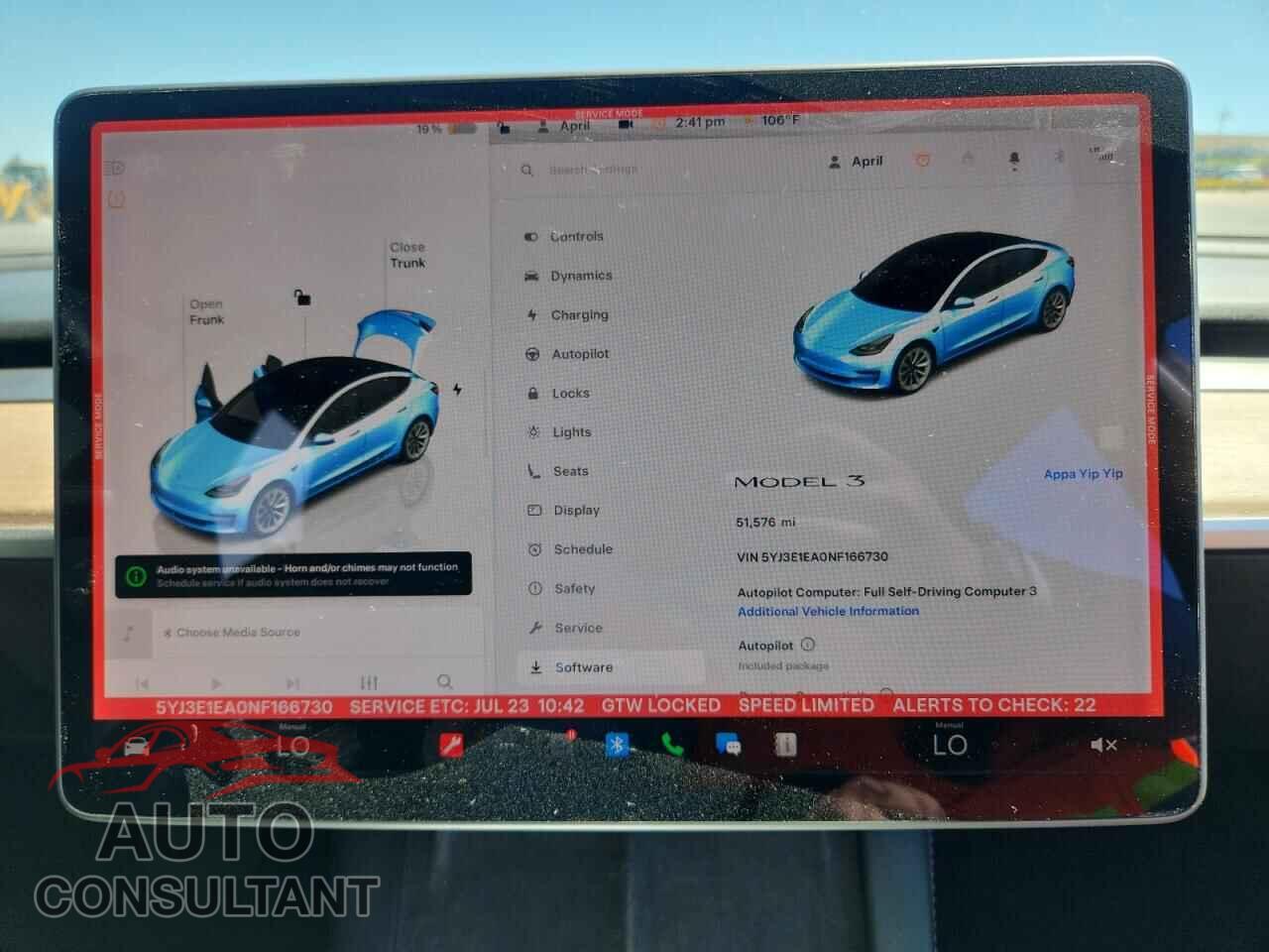 TESLA MODEL 3 2022 - 5YJ3E1EA0NF166730