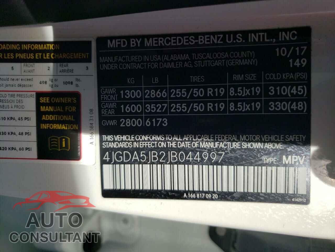 MERCEDES-BENZ GLE-CLASS 2018 - 4JGDA5JB2JB044997
